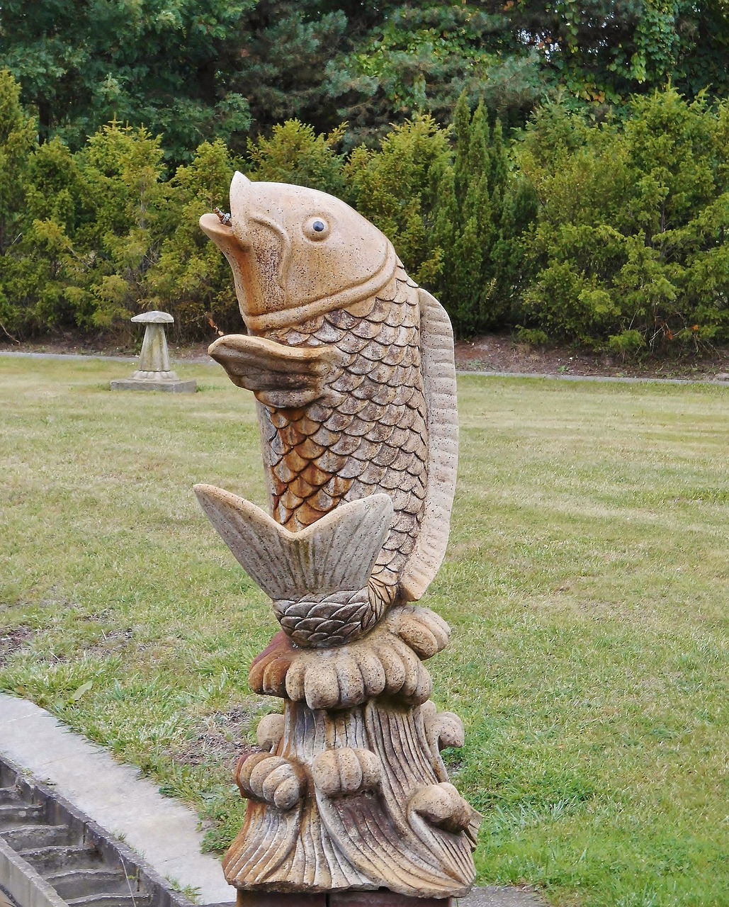 sculpture stone figure fish free photo