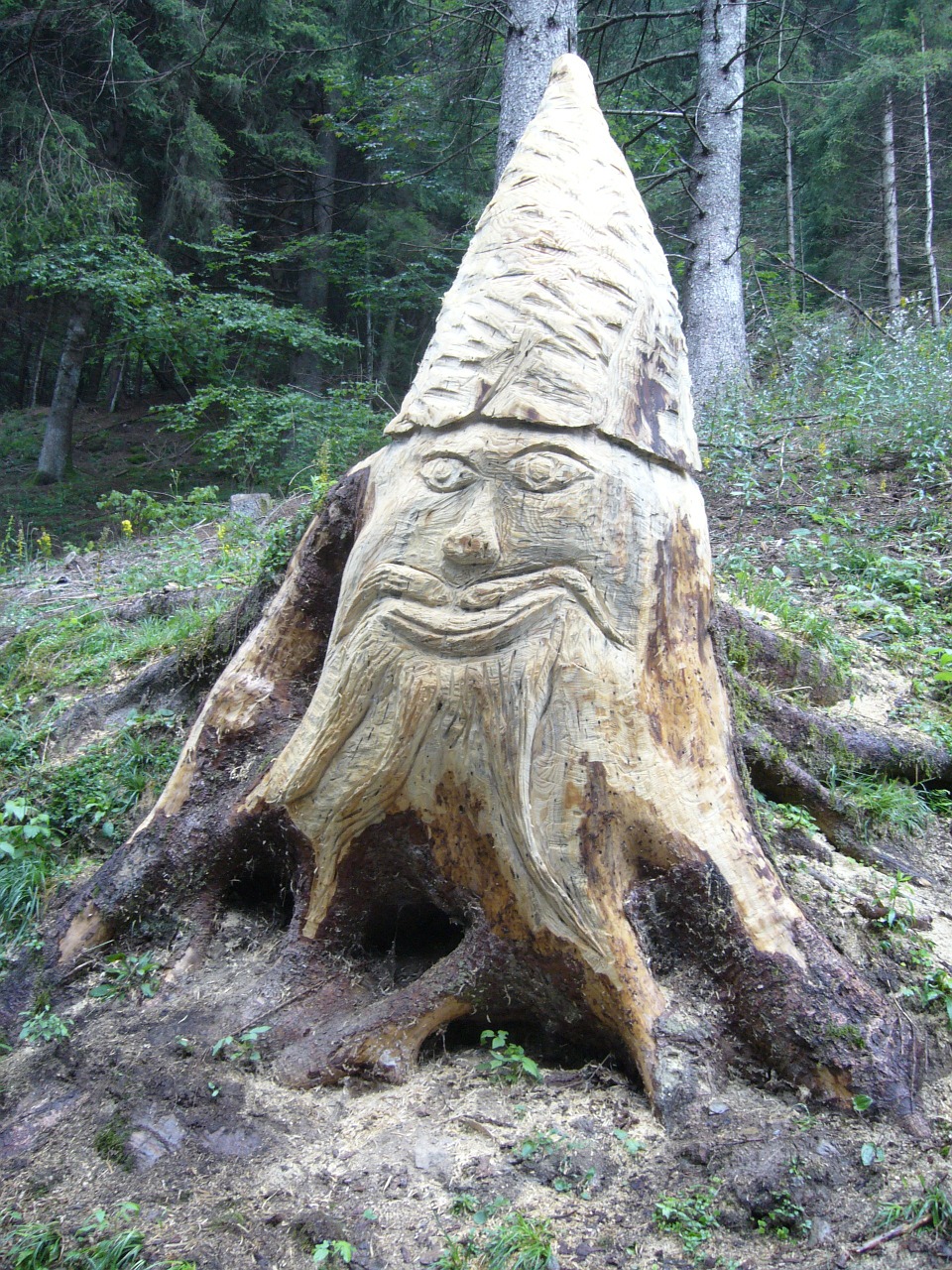 sculpture in wood gnome forest free photo