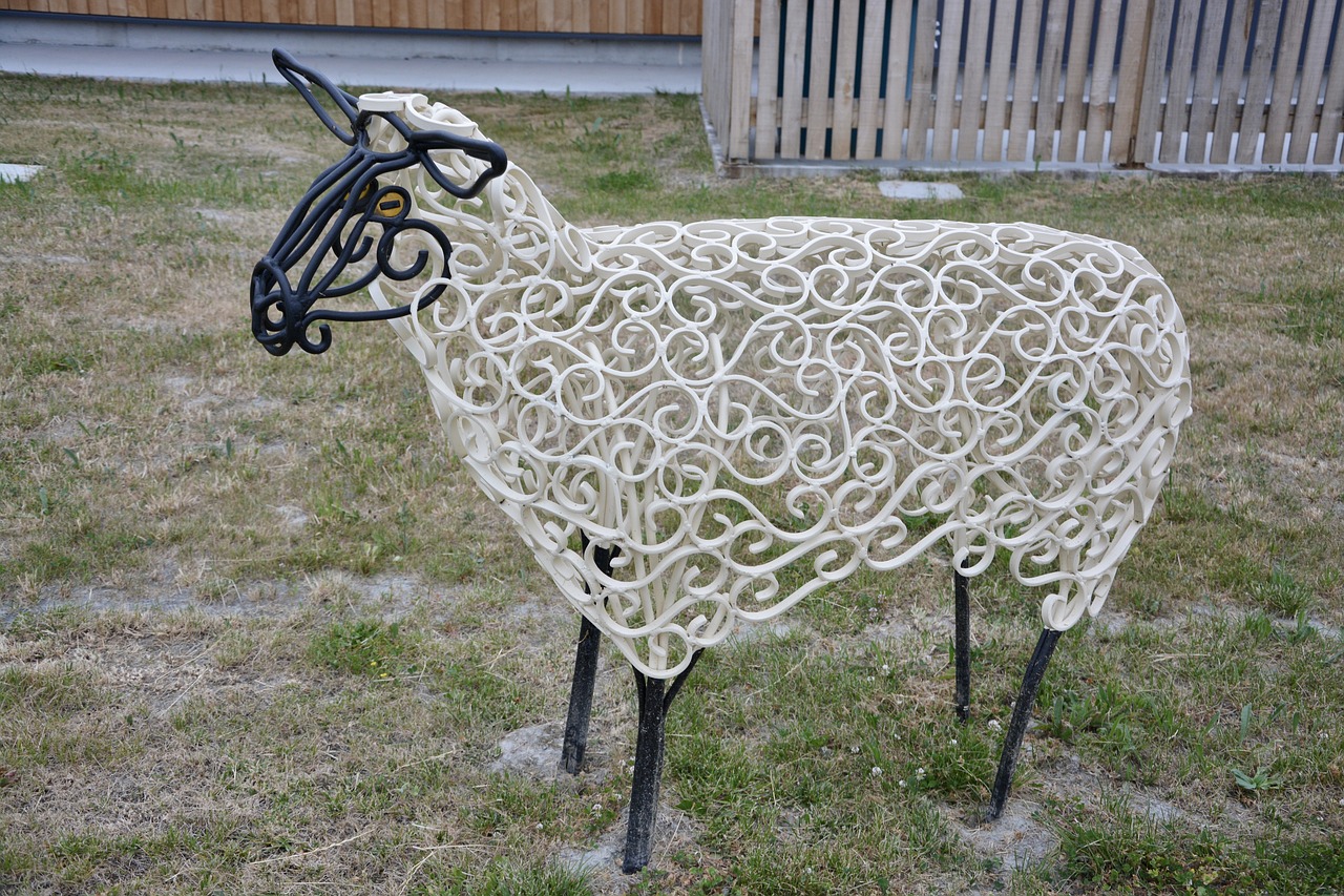 sculpture wrought iron sheep white free photo