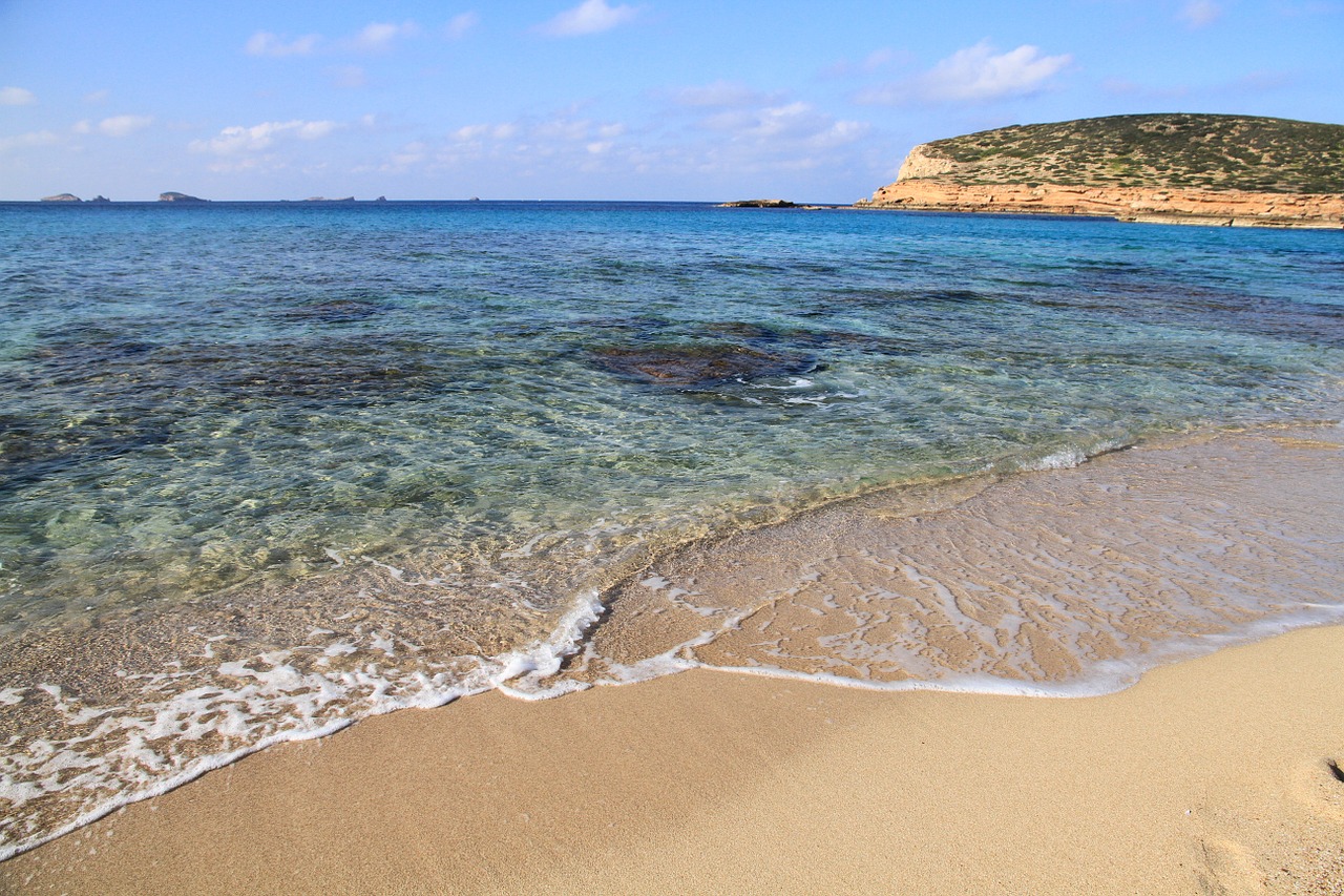 beach compta creek eivissa free photo