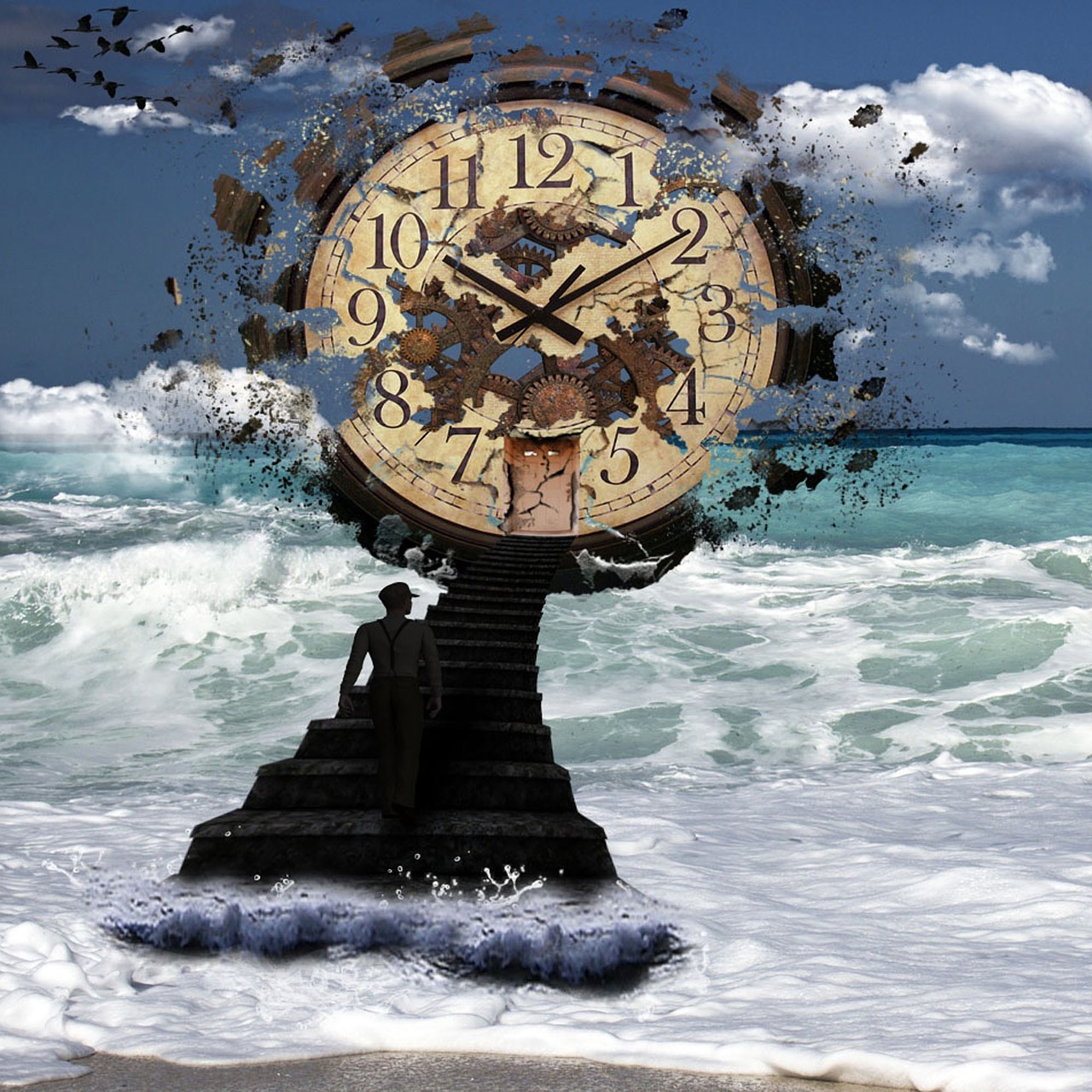 sea clock waves free photo