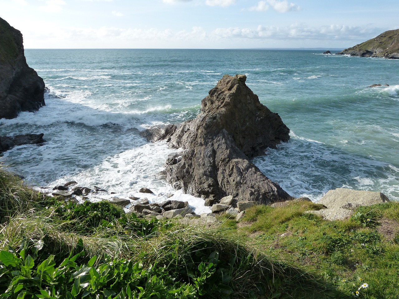 rocks coastline cornwall free photo