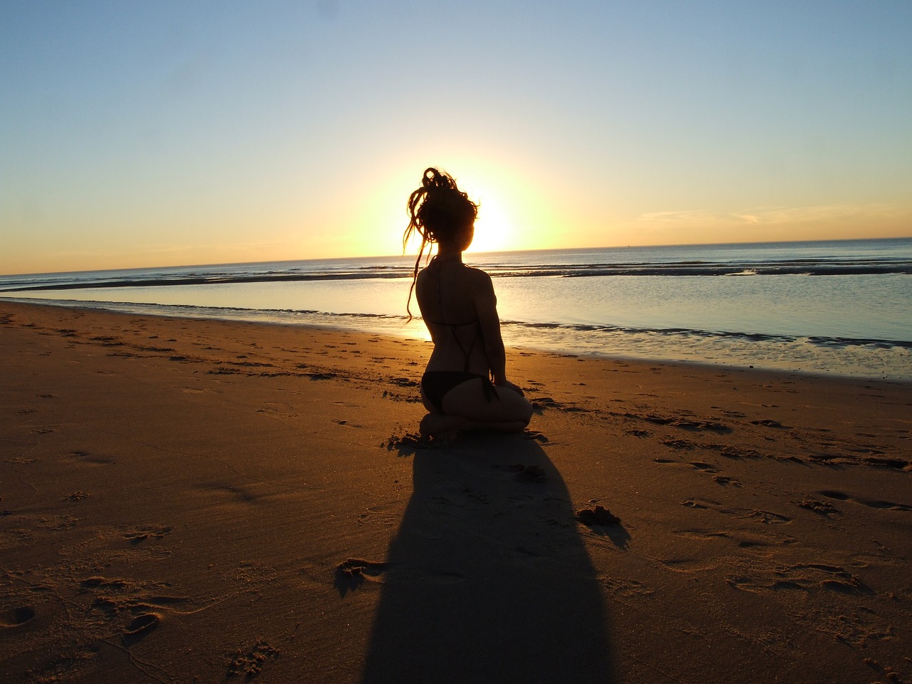 sea sunset loneliness free photo