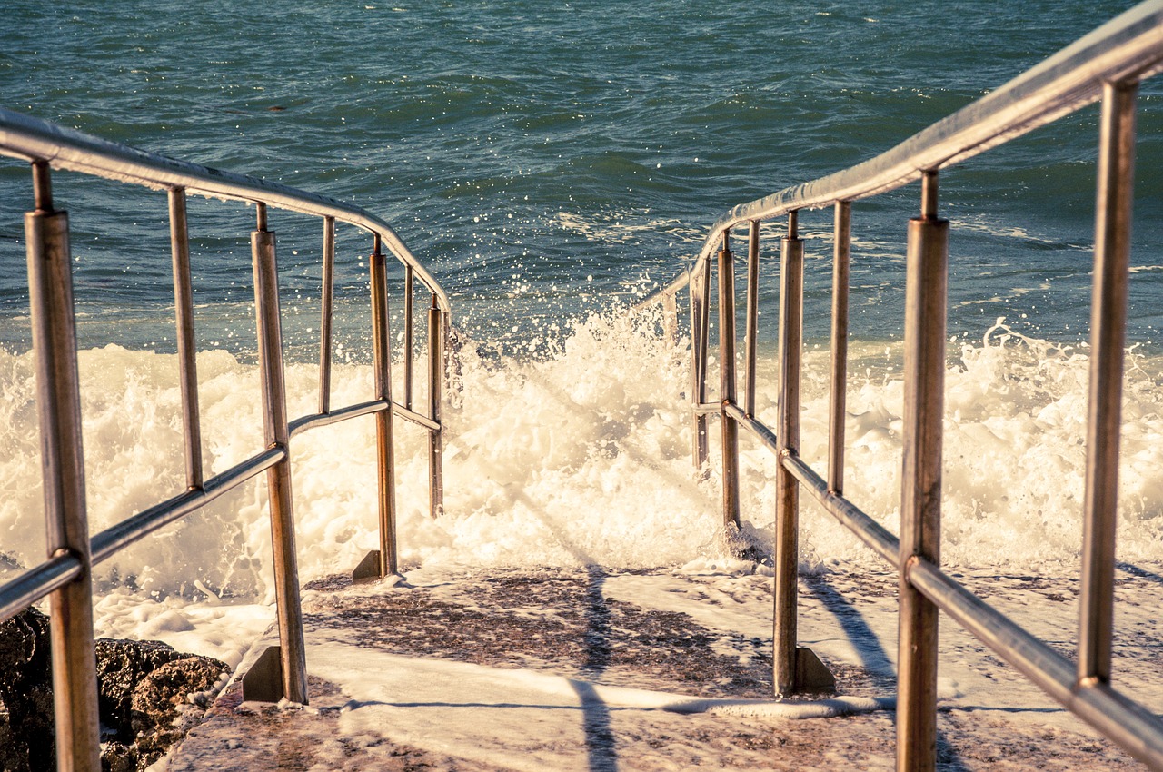 sea wave shores railing free photo