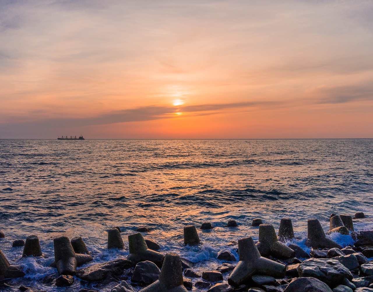 sea sunset seascape free photo