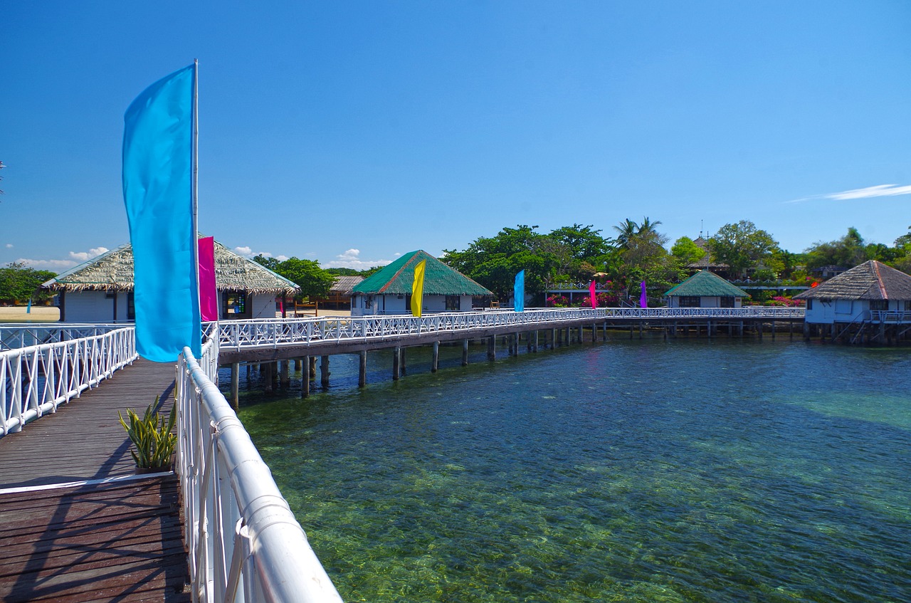 sea footbridge cottages free photo