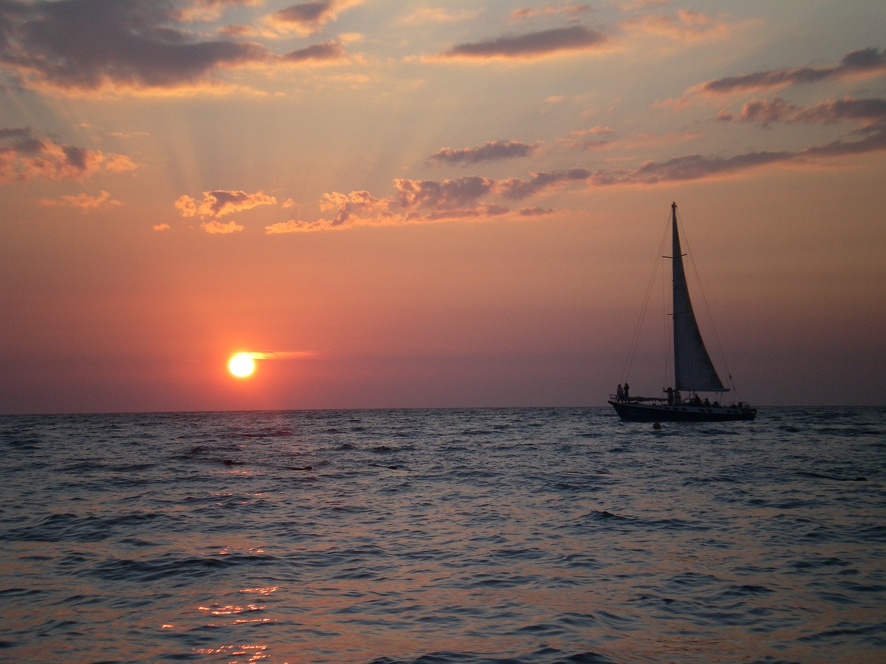 sea sailboat sunset free photo