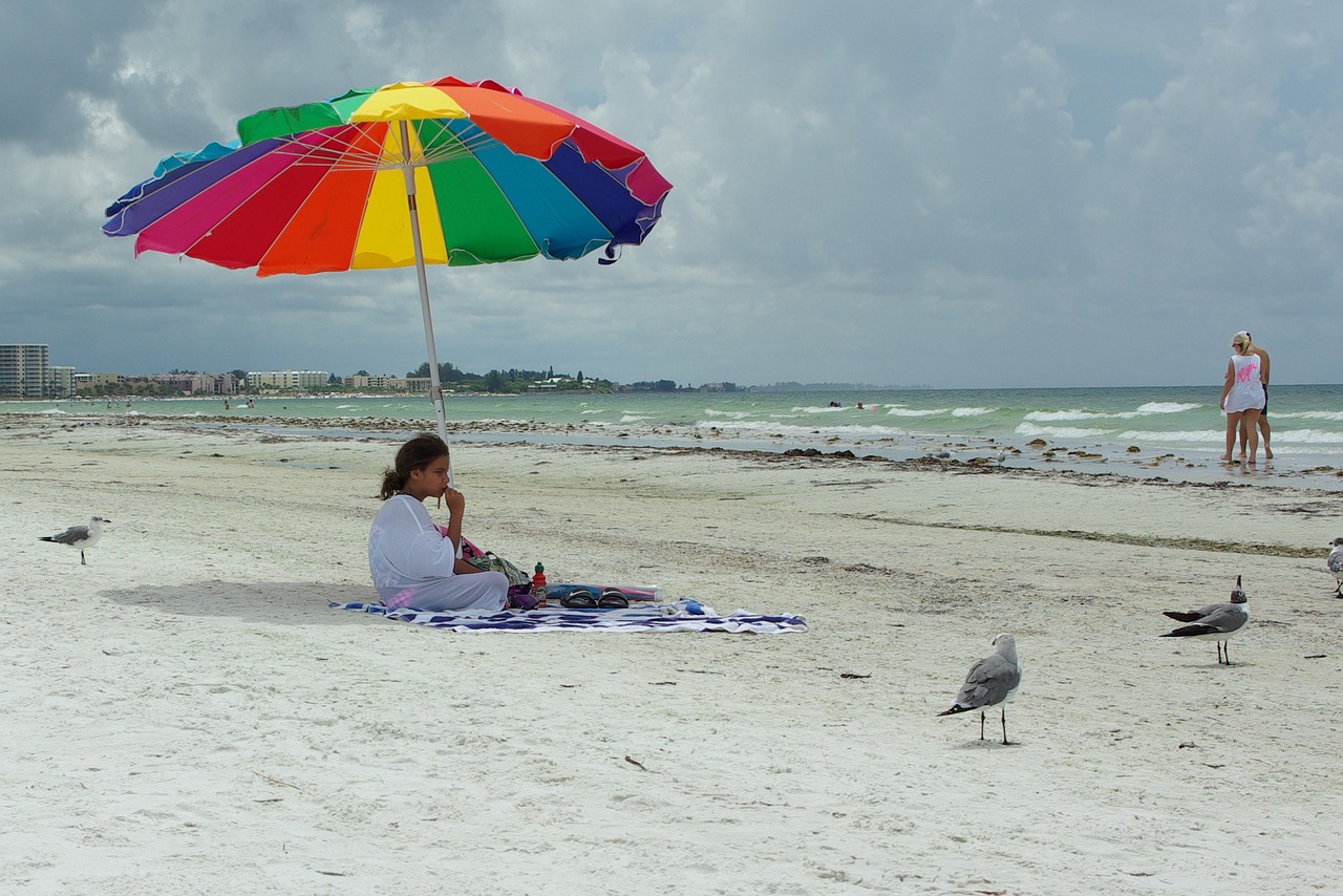 sea beach beach umbrella free photo