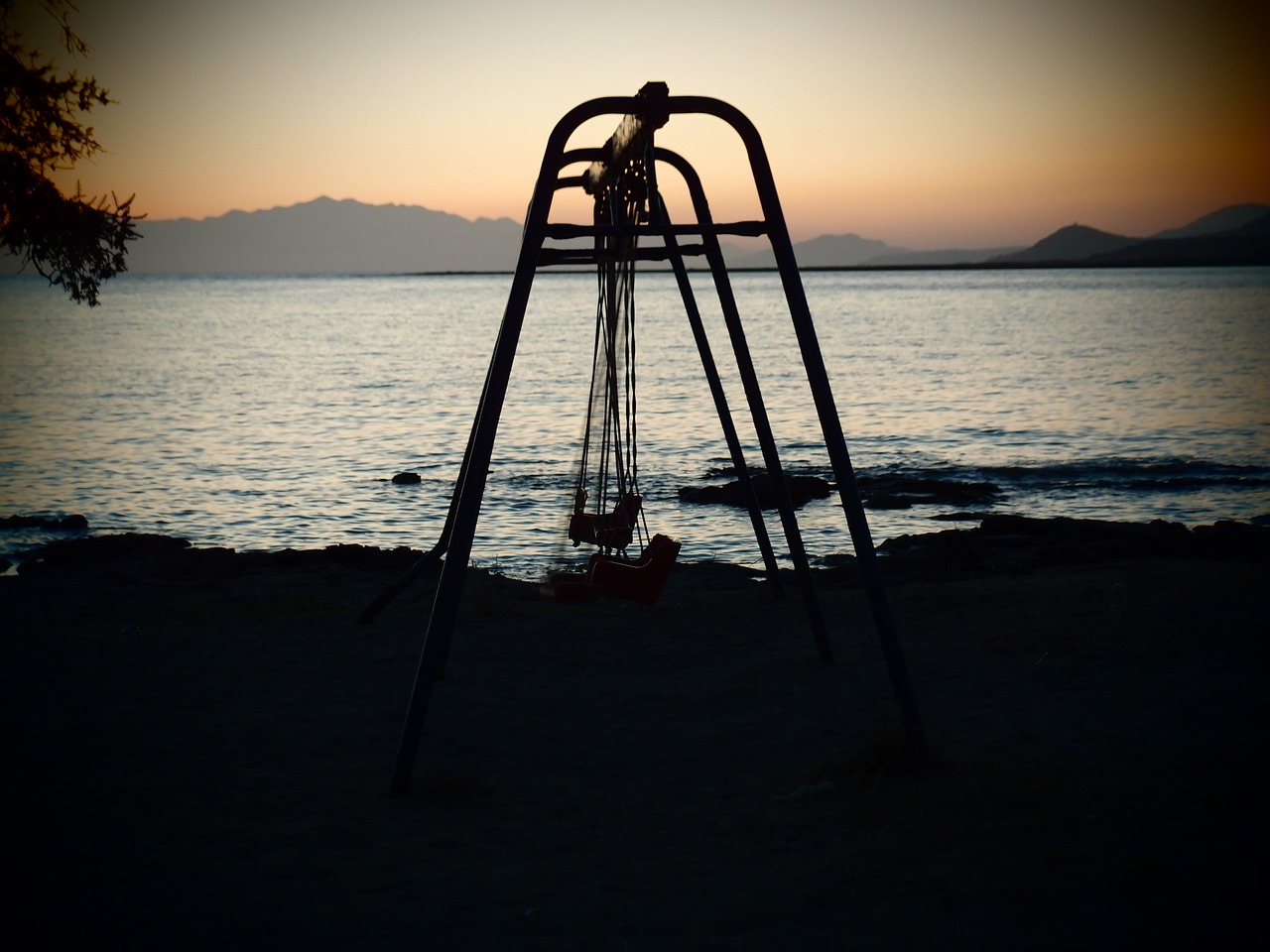 sea sunset swing free photo