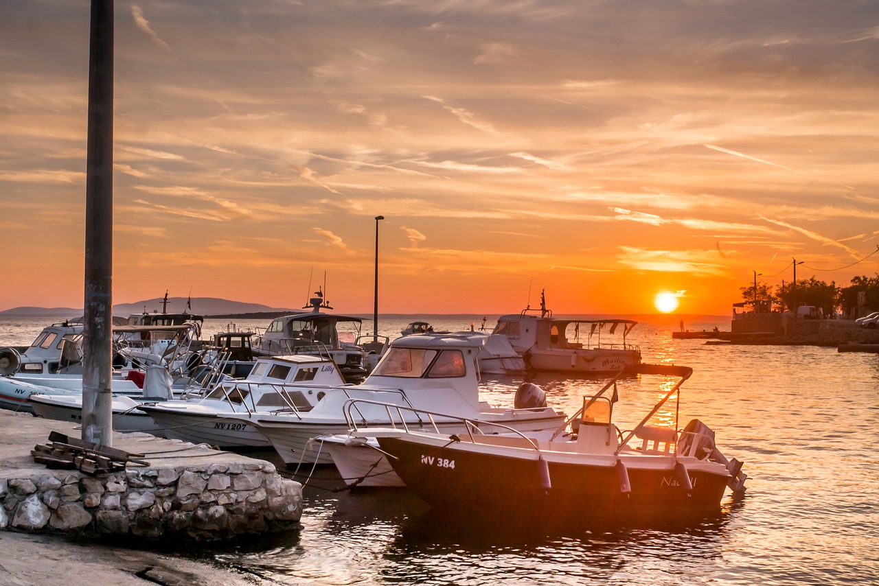 sea sunset boats free photo