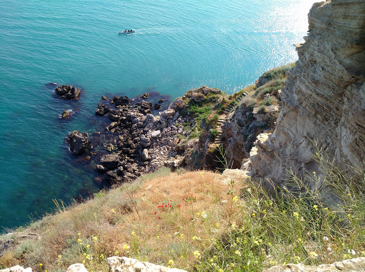 sea stairs blue free photo