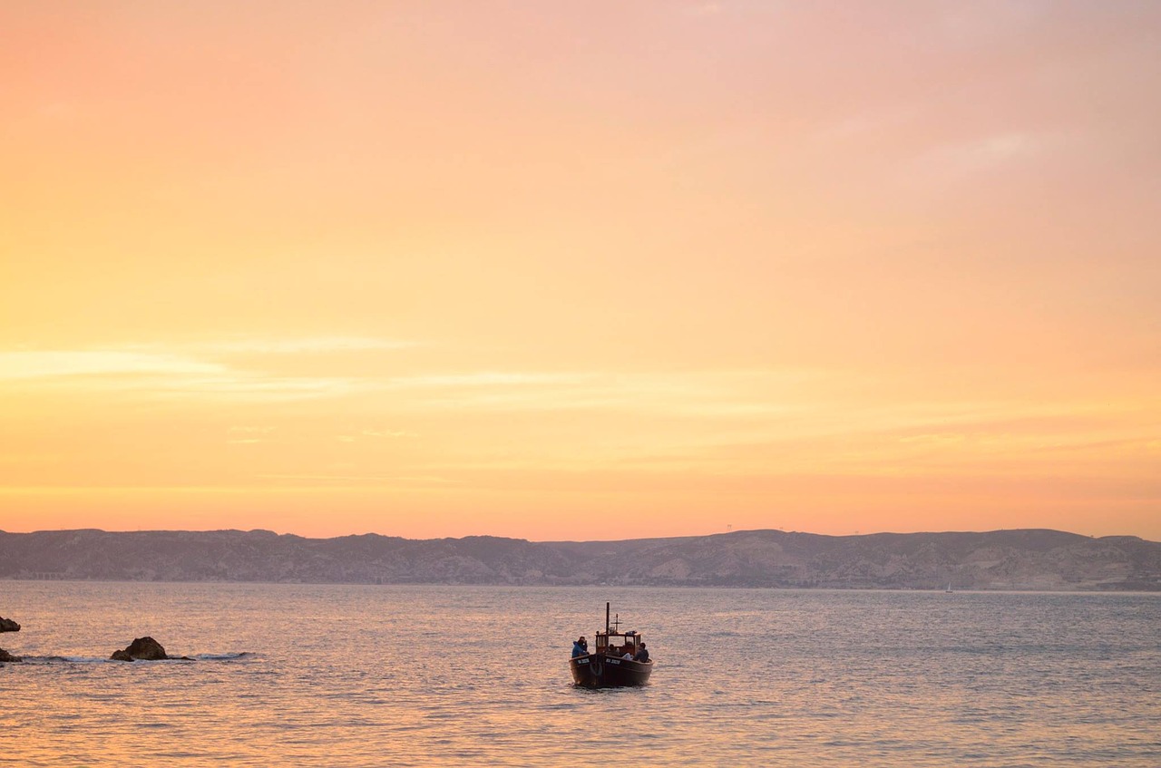 sea mediterranean boat twilight free photo