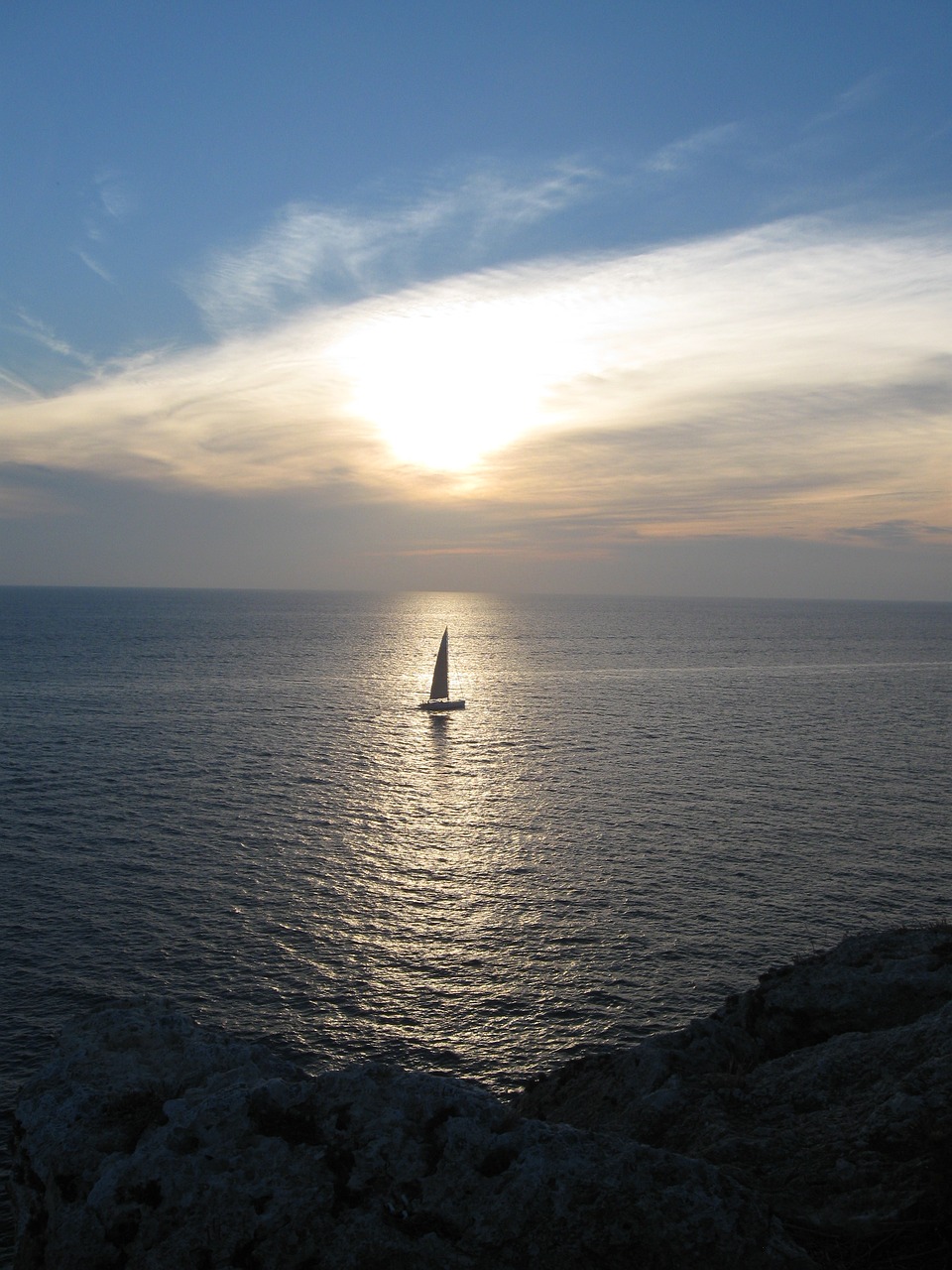 sea  sunset sea  ship free photo