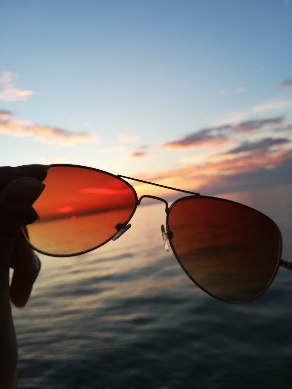 sea  sunglasses  sunset free photo