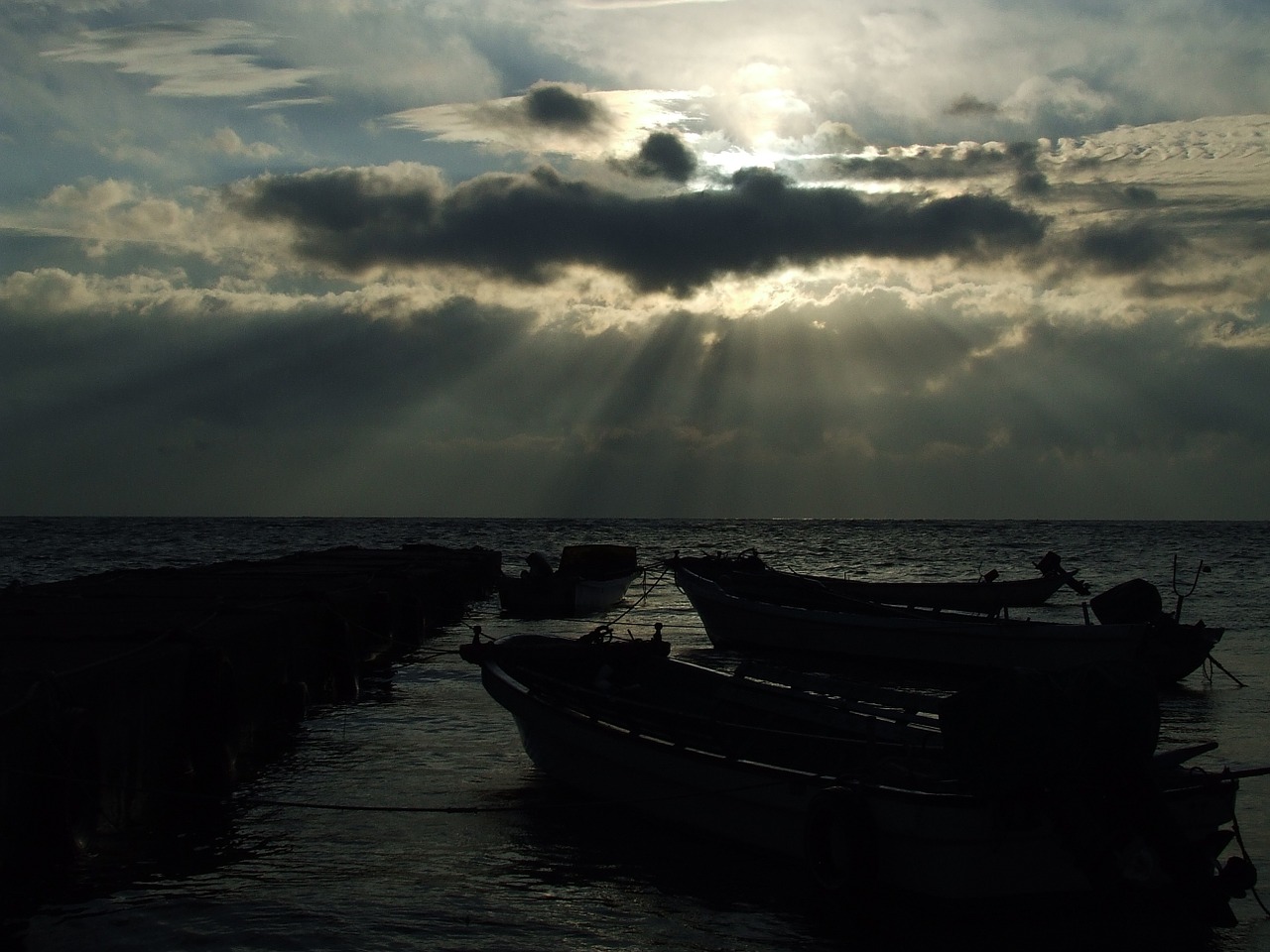 sea sunset ship free photo