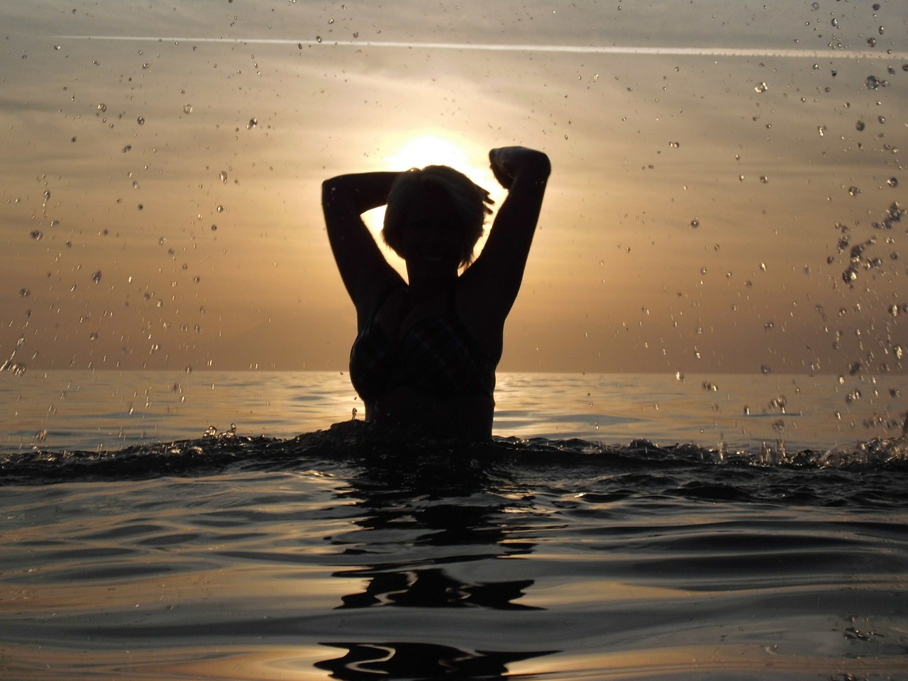 sea woman swim free photo