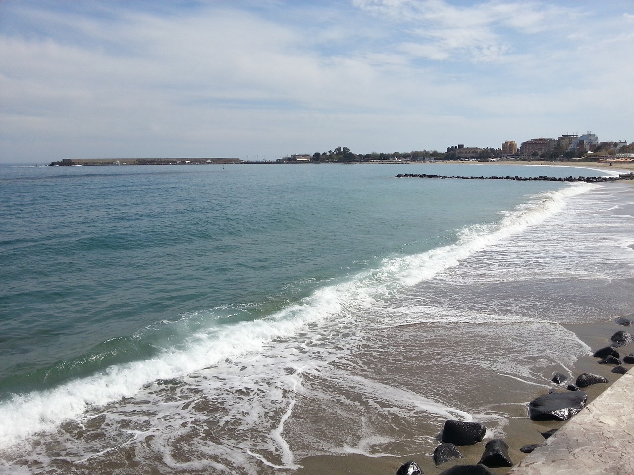 sea taormina sky free photo