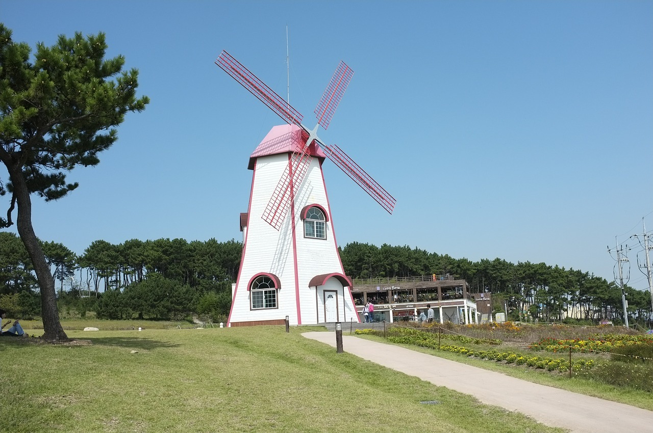 sea beach windmill free photo