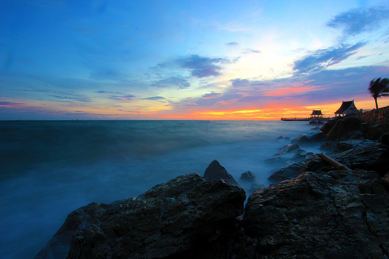 sea twilight rock free photo