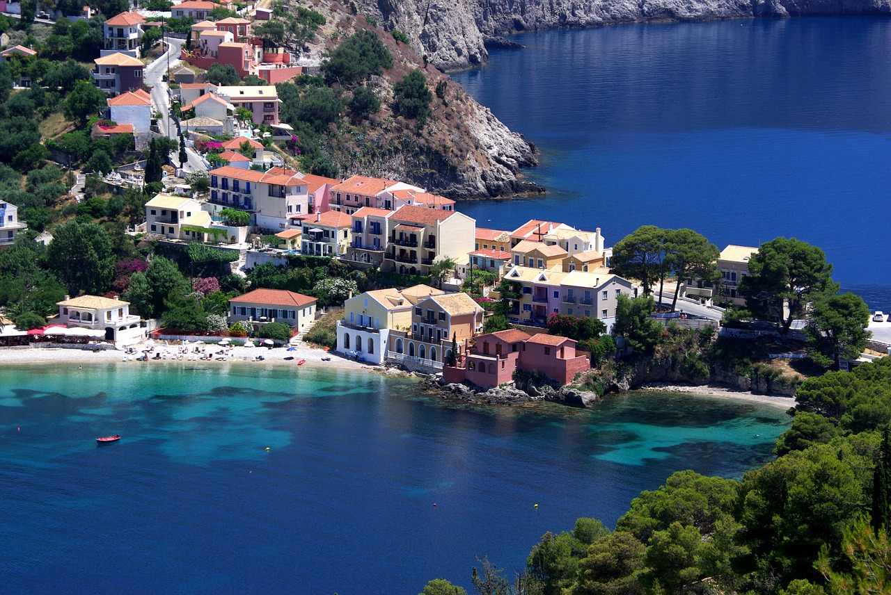 sea bay assos village island of kefalonia free photo