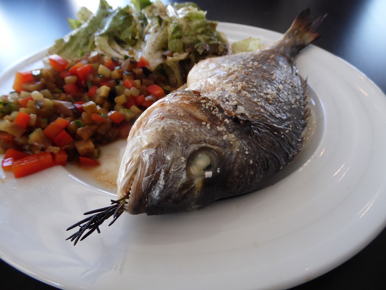 sea bream vegetables grilled free photo
