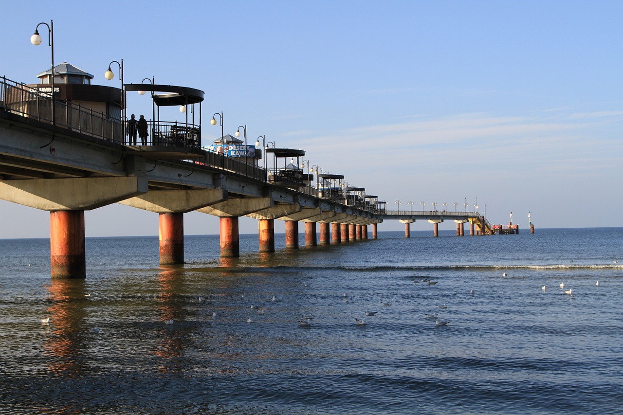 sea bridge baltic sea poland free photo