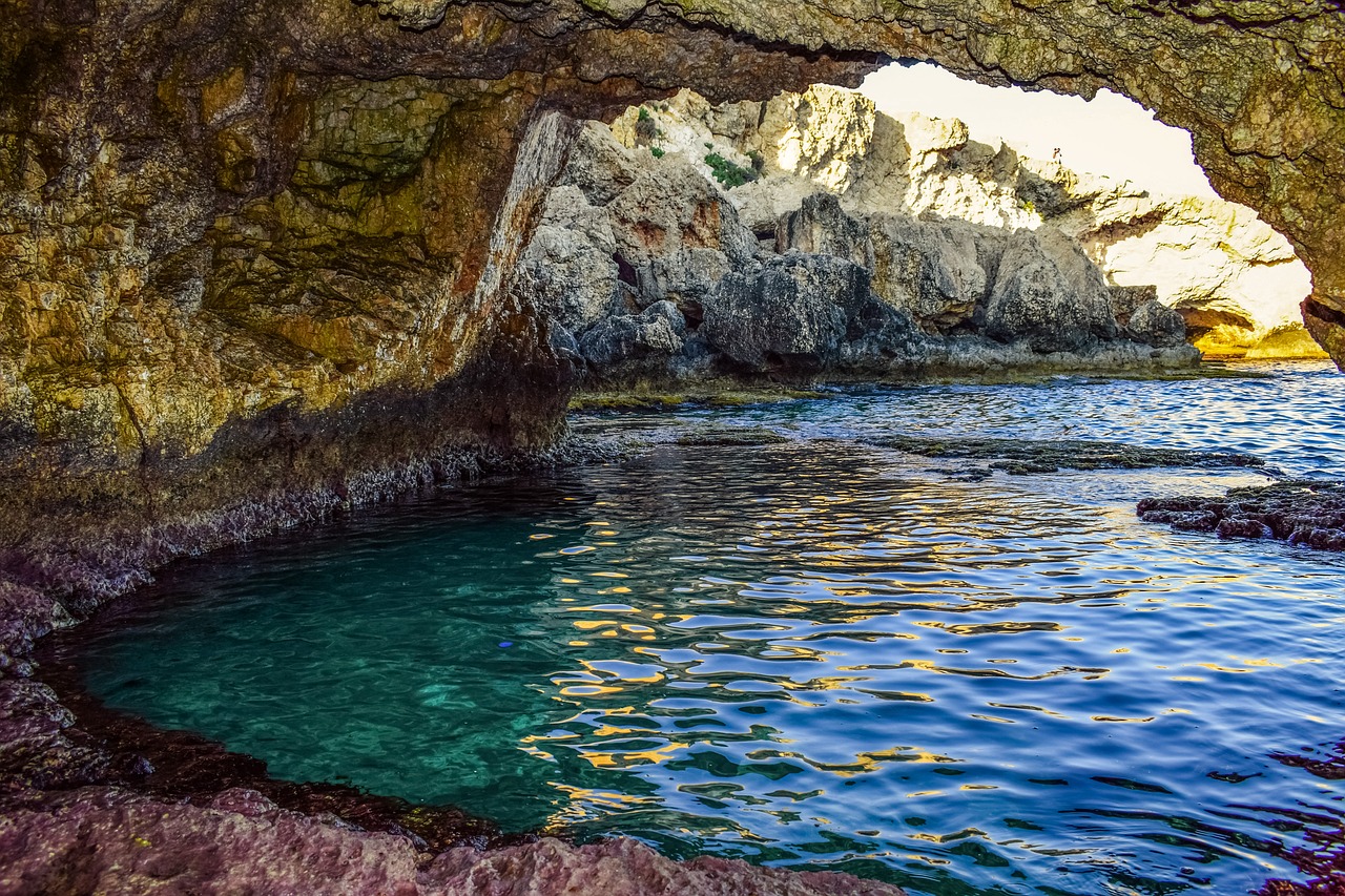 sea cave natural pool grotto free photo