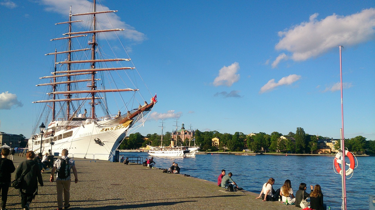 sea cloud ii stockholm quay wall free photo