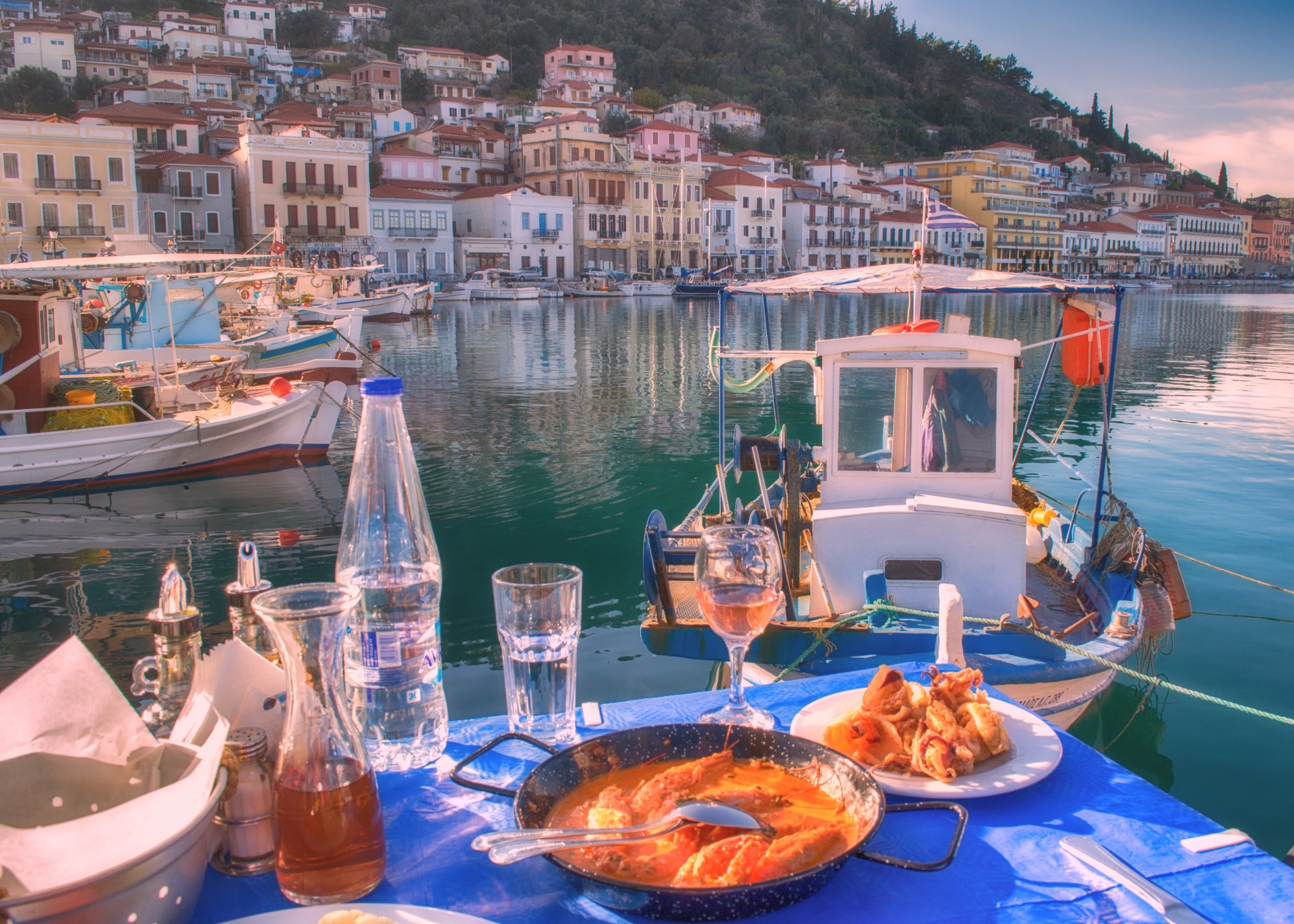seafood greece boat free photo