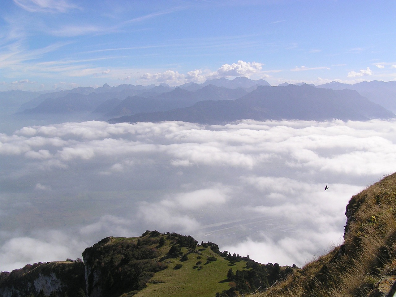 sea of fog mountains distant view free photo