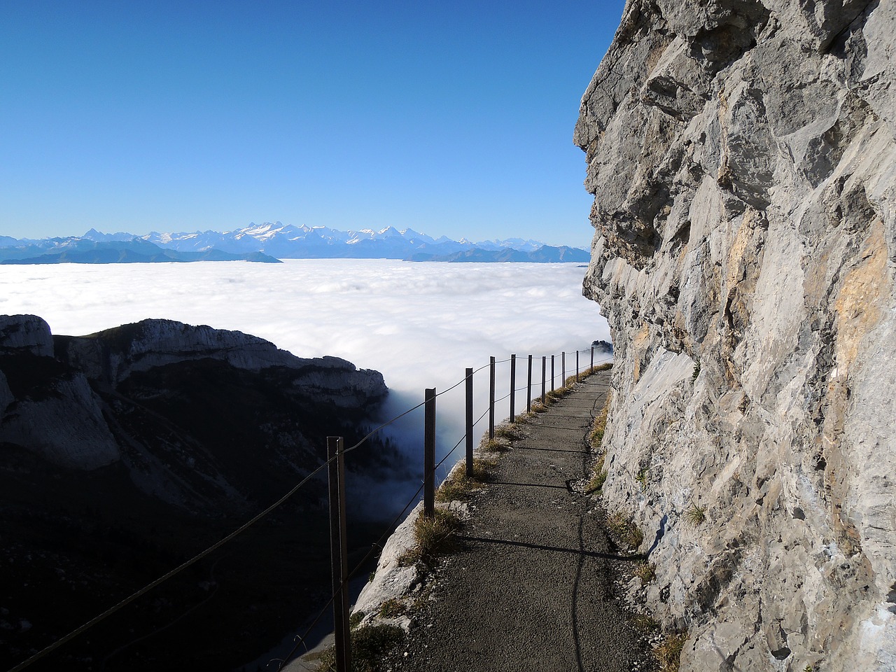 sea of fog mountains sky free photo