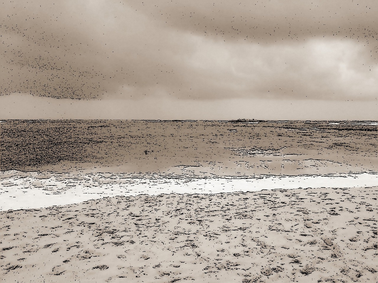 sea on canvas sea sand sepia grey scales sea free photo