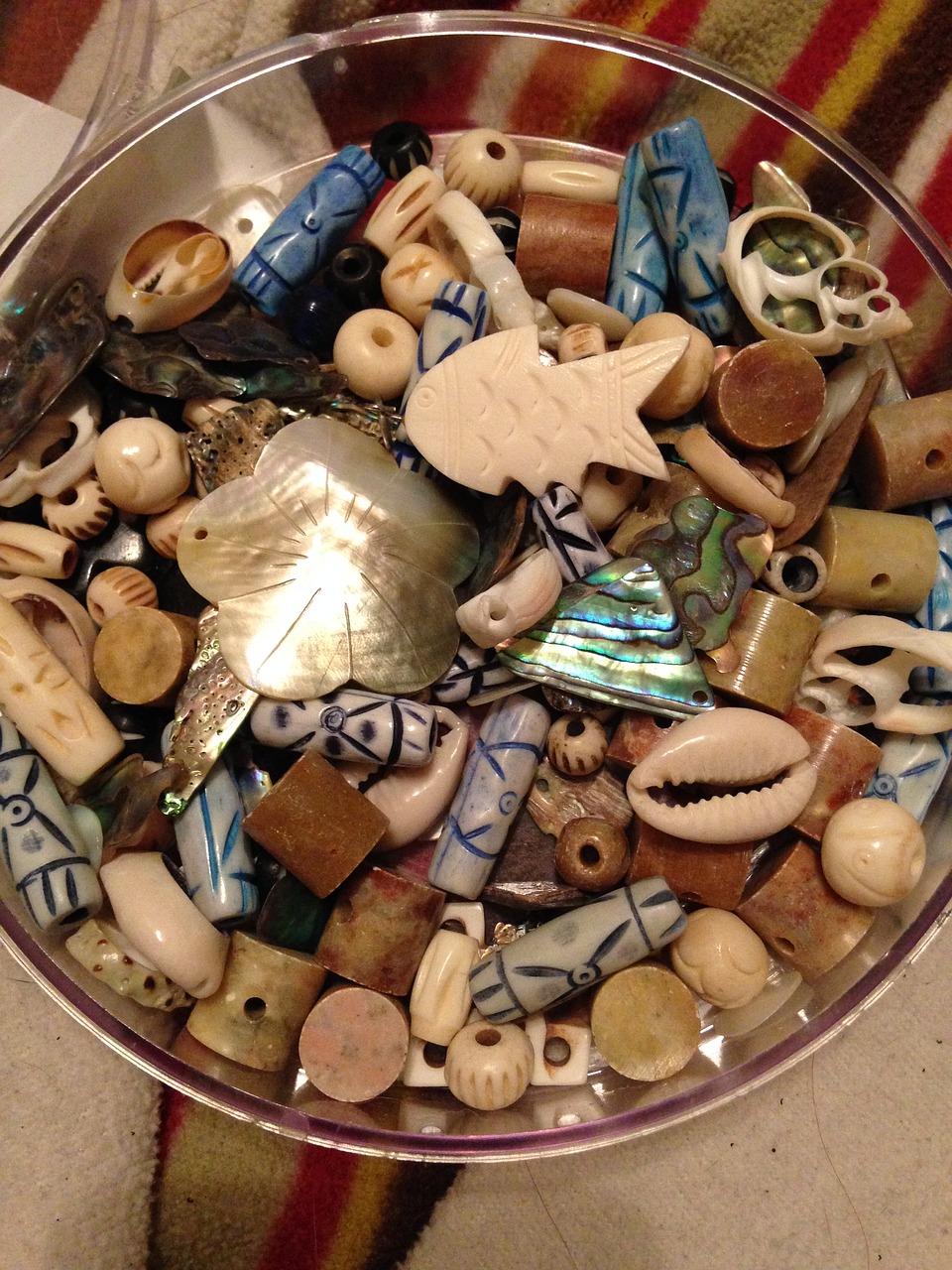 sea shells beads bowl free photo