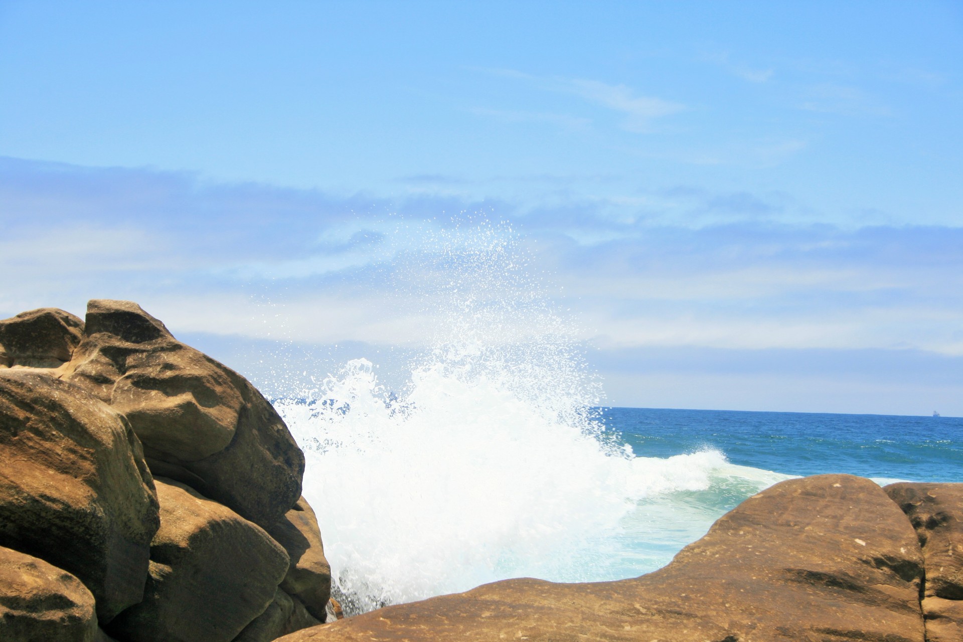 sea blue rocks free photo