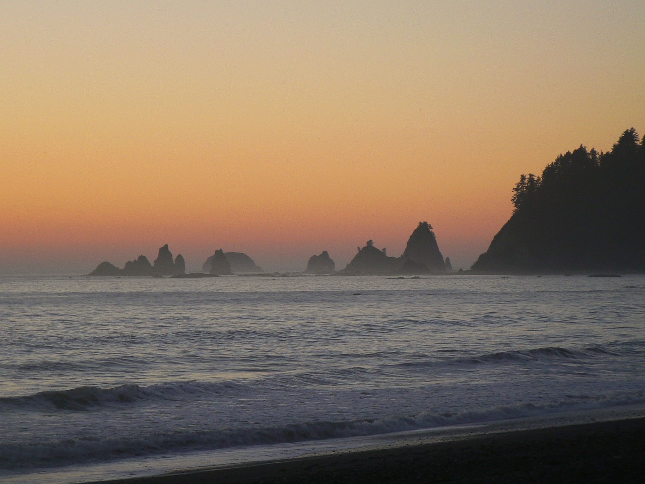 sea stacks sunset washington free photo