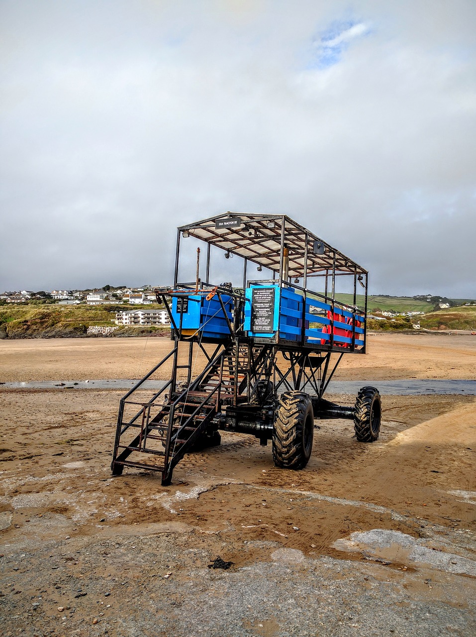 sea tractor cornwall coast free photo