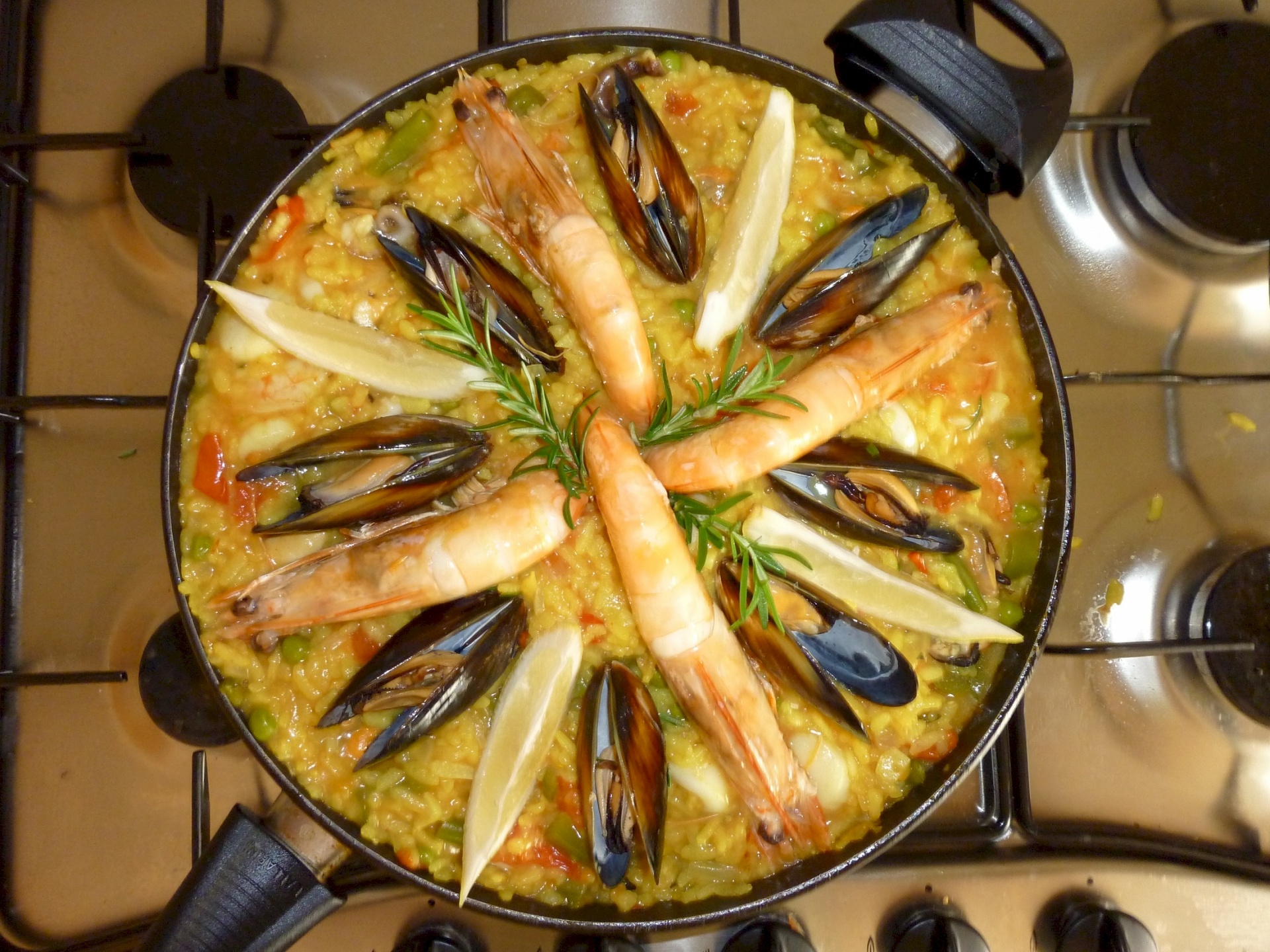 paella seafood rice free photo