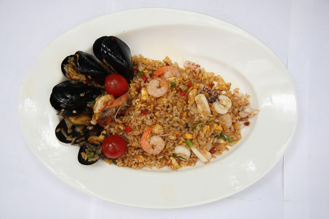 seafood pilaf cooking fusion cuisine free photo