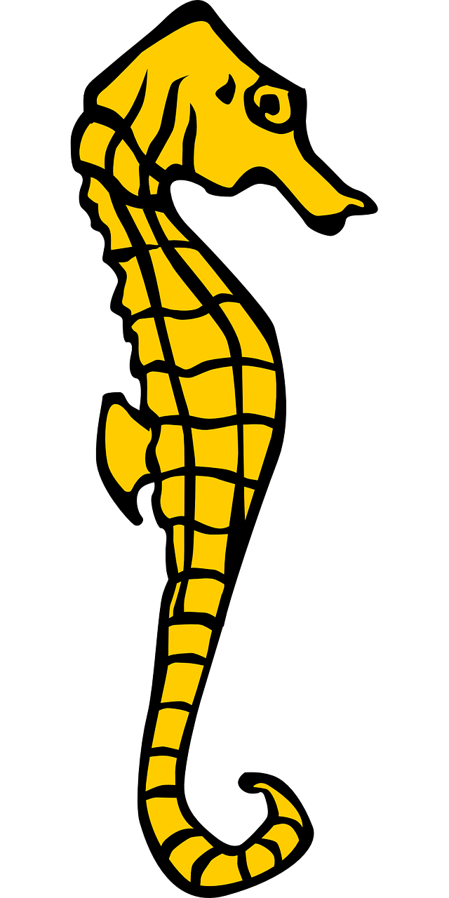 seahorse yellow heraldry free photo