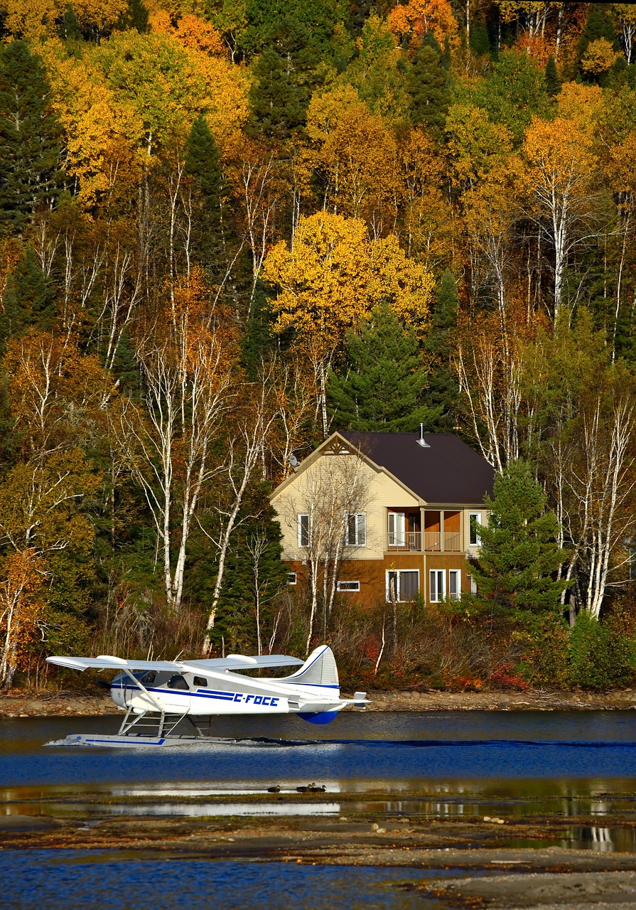 seaplane autumn landscape nature free photo
