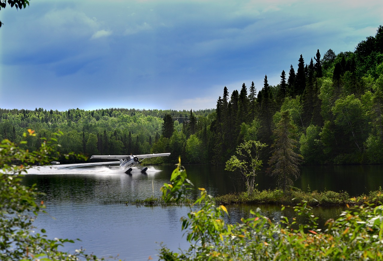 seaplane landscape lake free photo