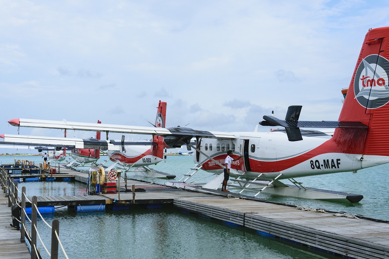 seaplane trans maldivian airways airline free photo