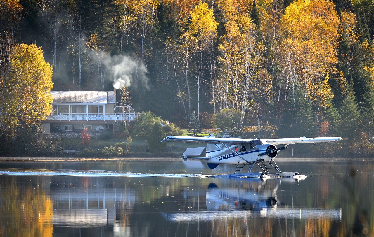 seaplane autumn landscape nature free photo