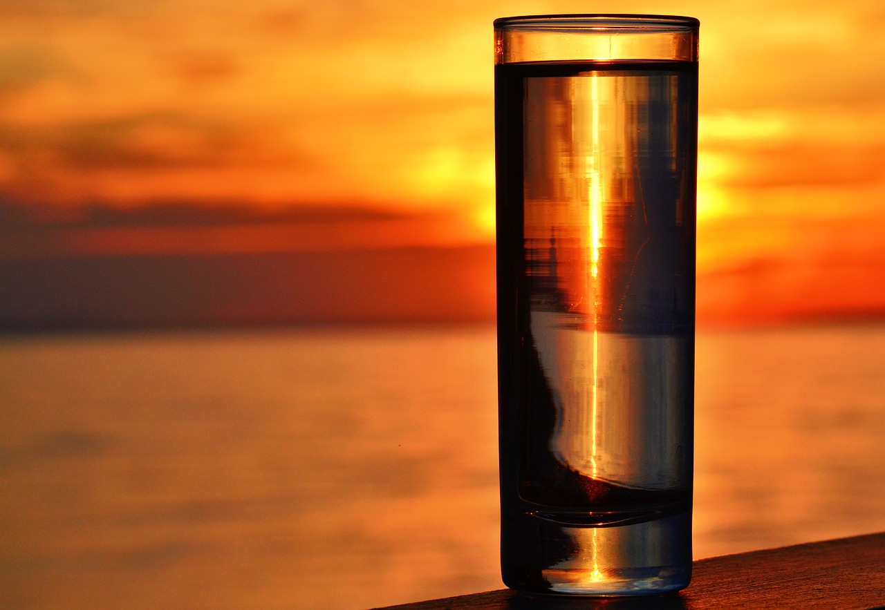 seascape sunset glass by the sea free photo