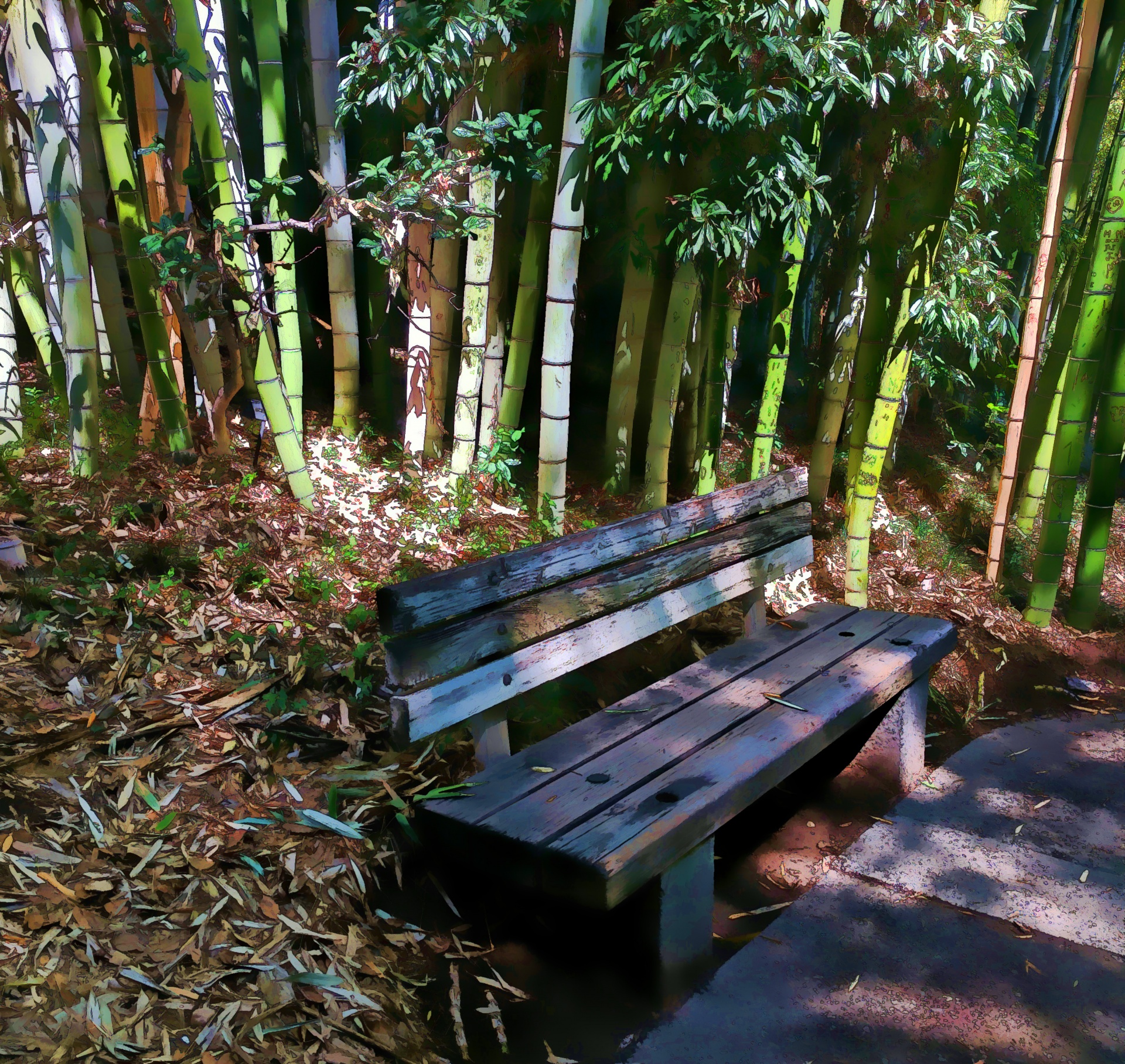 seat bench bamboo free photo