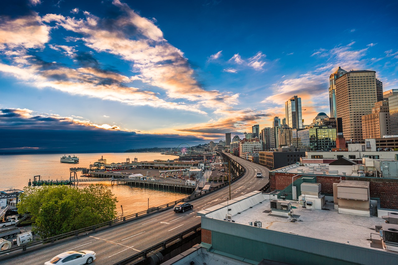 seattle sunset marina free photo