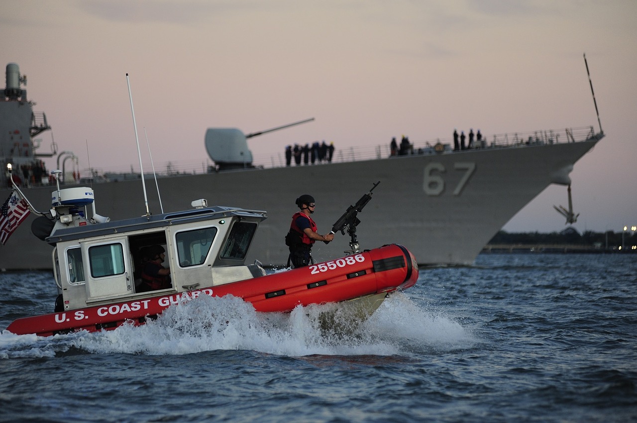security escort boat coast guard free photo