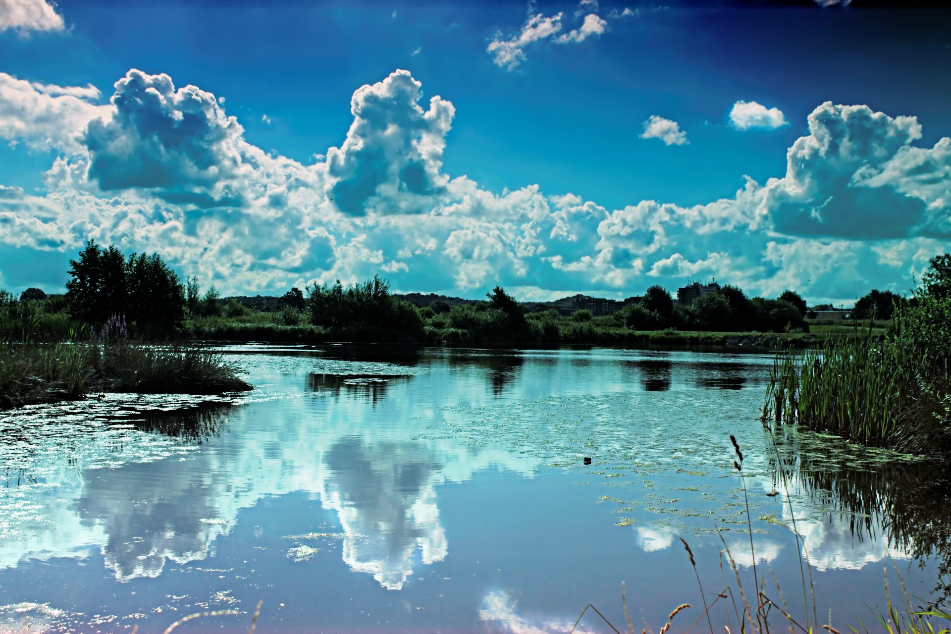 lake clouds nature free photo