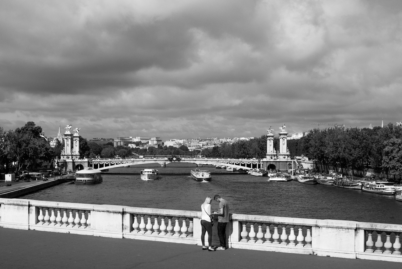 seine river black and white paris free photo