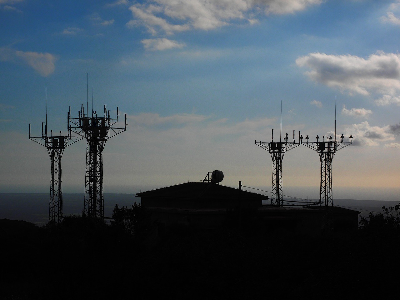 send system cell towers radar equipment free photo